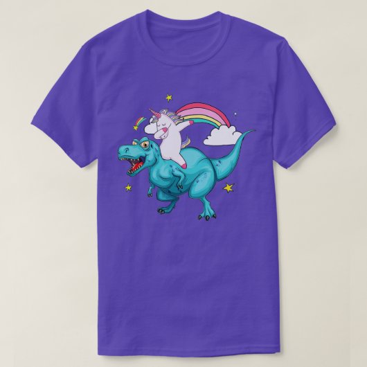 Unicorn Riding Dinosaur T rex Unicorns Rainbow Gi T-Shirt (Design vorne)