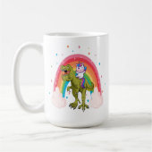 Unicorn Riding Dinosaur Tasse (Links)