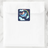 Unicorn Riding Narwhal Compact Quadratischer Aufkleber (Tasche)