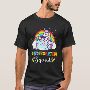 Unicorn Riding Narwhal Kindergarten Squad Zurück T-Shirt