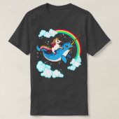 Unicorn Riding Narwhal Niedlich Magisch T-Shirt (Design vorne)