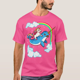 Unicorn Riding Narwhal Niedlich Magisch T-Shirt