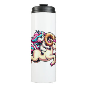 Unicorn Riding Ram Boys Girls Men Women Kinder Rai Thermosbecher