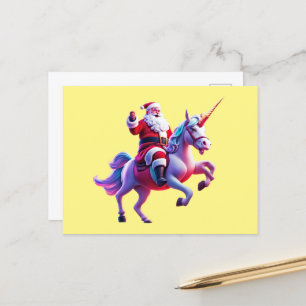 Unicorn Riding Santa Feiertagspostkarte