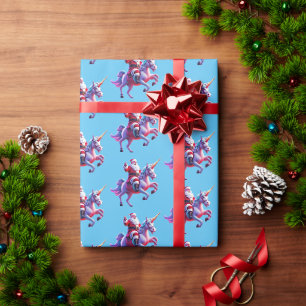 Unicorn Riding Santa Geschenkpapier