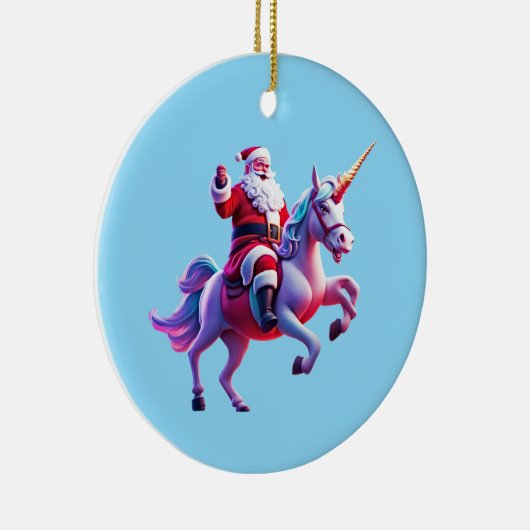 Unicorn Riding Santa Keramik Ornament (Rechts)