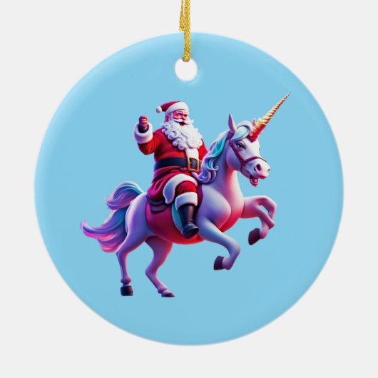 Unicorn Riding Santa Keramik Ornament (Hinten)