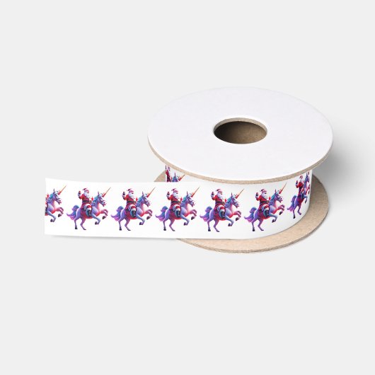 Unicorn Riding Santa Satinband (Spule)