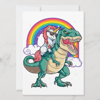 Unicorn Riding T rex Dinosaur Boys Girls Men Women Einladung