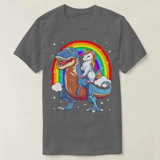 Unicorn Riding T rex Dinosaur Boys Girls Men Women T-Shirt (Design vorne)