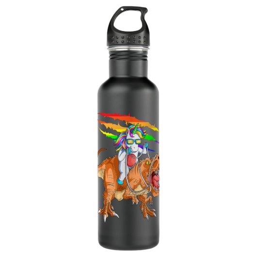 Unicorn Riding T-Rex Dinosaur For Kids Boys Girls Edelstahlflasche (Vorderseite)