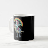 Unicorn Riding T rex Dinosaur Kaffeetasse (Vorderseite Links)