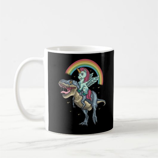 Unicorn Riding T rex Dinosaur Kaffeetasse (Links)