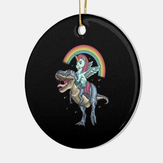 Unicorn Riding T rex Dinosaur Keramik Ornament (Links)