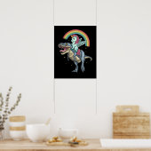 Unicorn Riding T rex Dinosaur Poster (Küche)