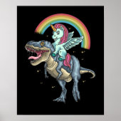 Unicorn Riding T rex Dinosaur Poster (Vorne)