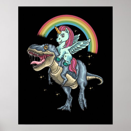 Unicorn Riding T rex Dinosaur Poster (Vorne)