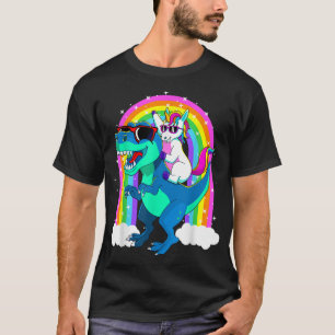 Unicorn Riding Trex Dinosaur Girls Boys Kids Men W T-Shirt