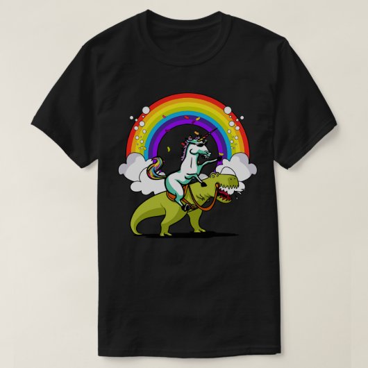 Unicorn Riding TRex Dinosaur Party T-Shirt (Design vorne)