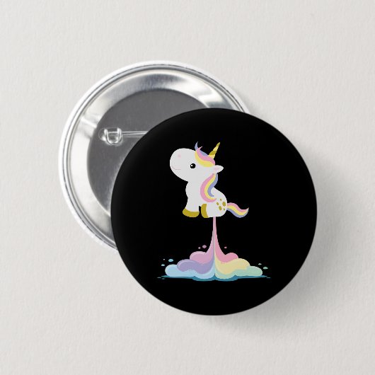 Unicorn Rocket Rainbow Clouds Button (Vorne & Hinten)