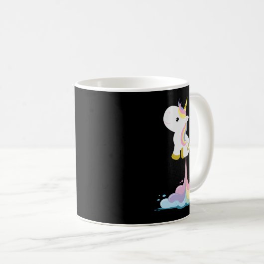 Unicorn Rocket Rainbow Clouds Kaffeetasse (VorderseiteRechts)