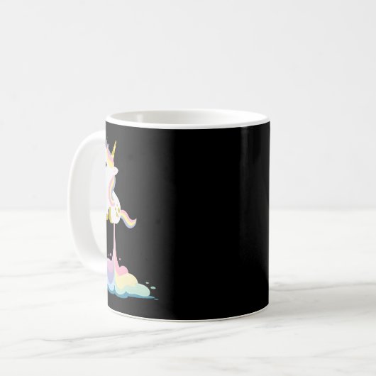 Unicorn Rocket Rainbow Clouds Kaffeetasse (Vorderseite Links)