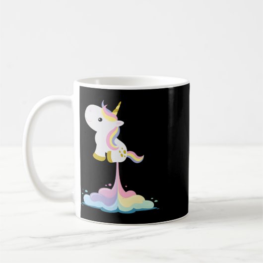 Unicorn Rocket Rainbow Clouds Kaffeetasse (Links)