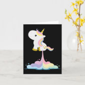 Unicorn Rocket Rainbow Clouds Karte (Gelbe Blume)
