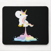 Unicorn Rocket Rainbow Clouds Mousepad (Vorne)