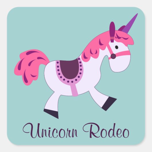 Unicorn Rodeo Quadratischer Aufkleber (Vorderseite)