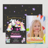 Unicorn Roller Skate Birthday Invitation Einladung (Vorne/Hinten)