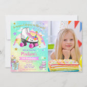 Unicorn Roller Skate Birthday Invitation Einladung (Vorderseite)