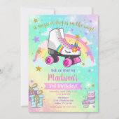 Unicorn Roller Skate Geburtstag Einladung (Vorderseite)
