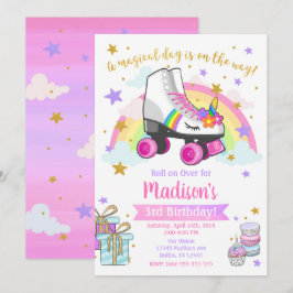 Unicorn Roller Skate Geburtstag Einladung