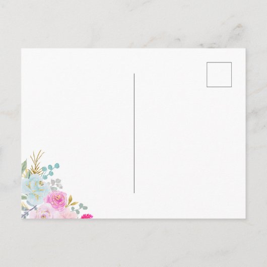 Unicorn Rosa Aquamarines Blumengoldzitat Glitzer Postkarte (Rückseite)