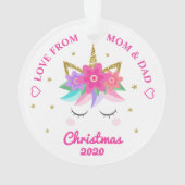 Unicorn Rosa Blume Stars Daughter Ornament (Rückseite)