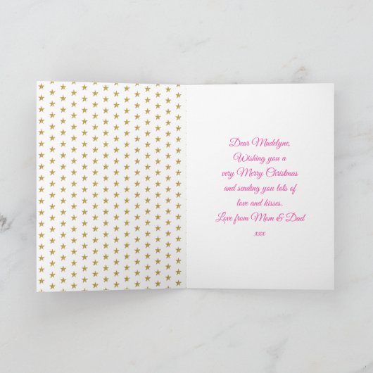 Unicorn Rosa Blume Weihnachten Personalisierter Na (Innenseite)