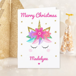 Unicorn Rosa Blume Weihnachten Personalisierter Na