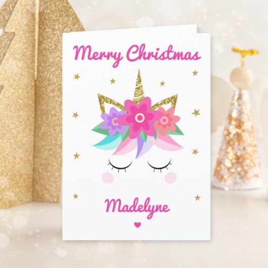 Unicorn Rosa Blume Weihnachten Personalisierter Na
