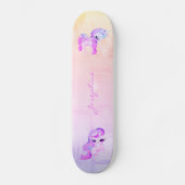 Unicorn rosa Glitzer moderne Regenbogenholografie Skateboard (Vorderseite)