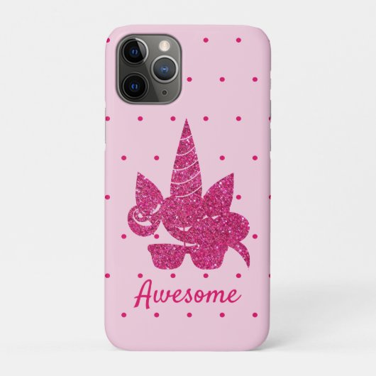 Unicorn Rosa Glitzer Niedlich Girly Kids Case-Mate iPhone Hülle (Rückseite)