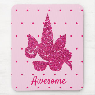 Unicorn Rosa Glitzer Niedlich Girly Kids Mousepad