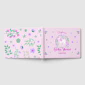 Unicorn Rosa Glitzer Personalisiert Baby Dusche Gästebuch (Voll)