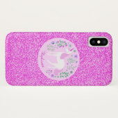 Unicorn Rosa Glitzer Personalisierter Name Case-Mate iPhone Hülle (Rückseite (Horizontal))