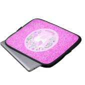 Unicorn Rosa Glitzer Personalisierter Name Laptopschutzhülle (Vorne Knopf)