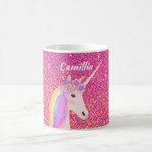 Unicorn Rosa Glitzer Sparkle Magisches Personalisi Kaffeetasse (Mittel)