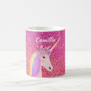 Unicorn Rosa Glitzer Sparkle Magisches Personalisi Kaffeetasse