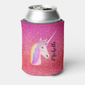 Unicorn Rosa Glitzer Sparkle Personalisiert Dosenkühler (Kanne Rückseite)