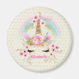 Unicorn Rosa Gold Glitzer Aussehen Benannte Girls  Magnet