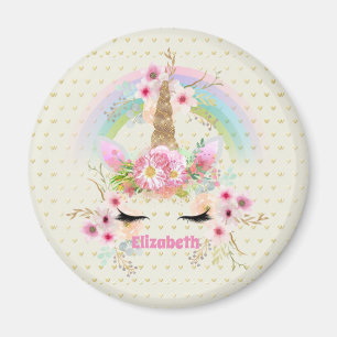 Unicorn Rosa Gold Glitzer Aussehen Benannte Girls  Magnet